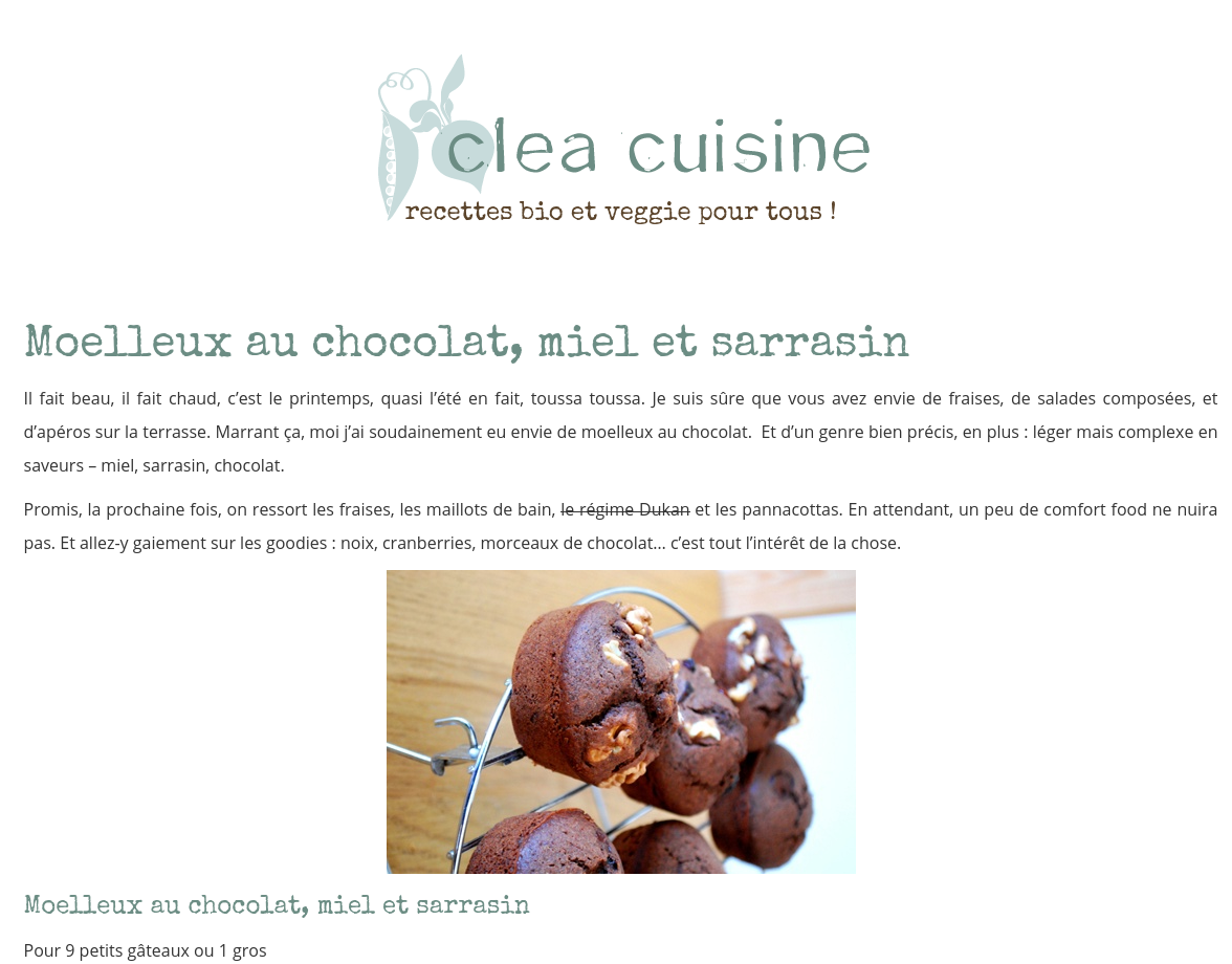 Moelleux au chocolat, miel et sarrasin