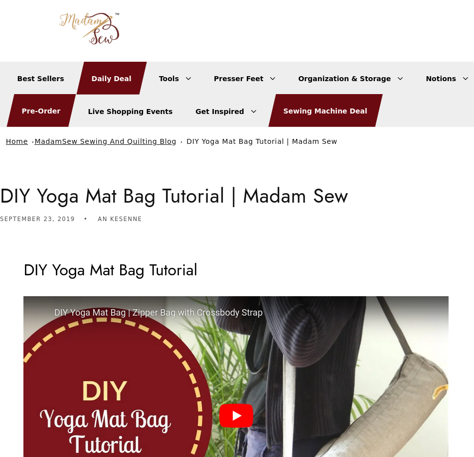 DIY Yoga Mat Bag Tutorial